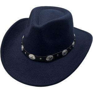 Cowboy Hat for Unisex Western Cowgirl Hats Felt Fedora Hat Cowboy Costume-Blue